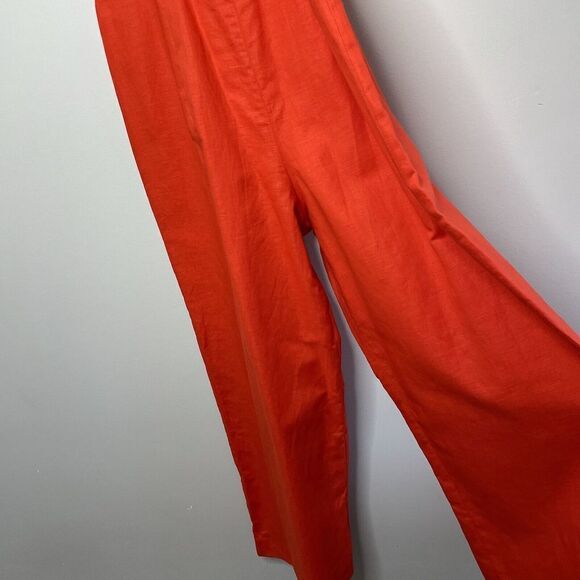 J Crew Orange Linen-Cotton Wide-Leg Jumpsuit NEW Crop Sleeveless Bow Womens 0 - Picture 3 of 12